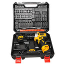 Jogo com Parafusadeira/Furadeira Elétrica 18V Hibrida Carregador Baterias Brocas e Bits