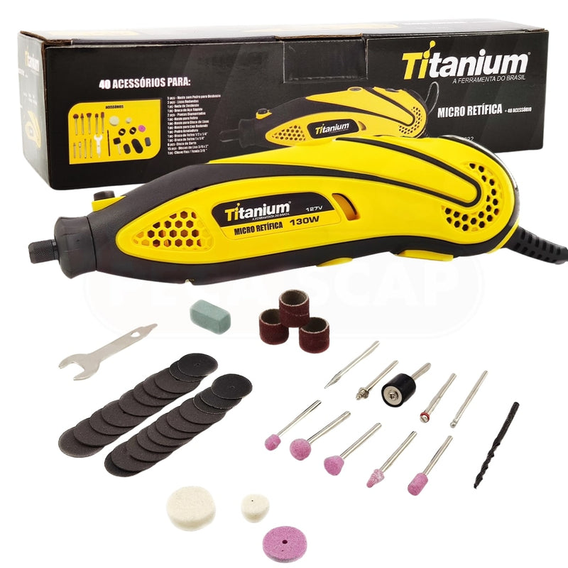 Kit Micro Retifica Ferramenta Rotativa 130W Com 40 Acessórios